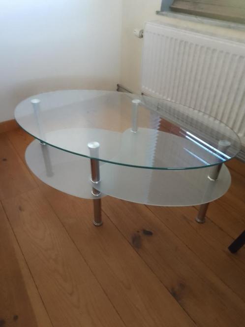 Table de salon verre+ aluminium, Huis en Inrichting, Tafels | Salontafels, Zo goed als nieuw, 75 cm of meer, 50 tot 100 cm, 50 tot 100 cm