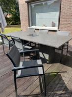 GRANIETEN TUINTAFEL + 6 STOELEN  VASTE PRIJS, Tuin en Terras, Ophalen, Zo goed als nieuw, 6 zitplaatsen, Tuinset