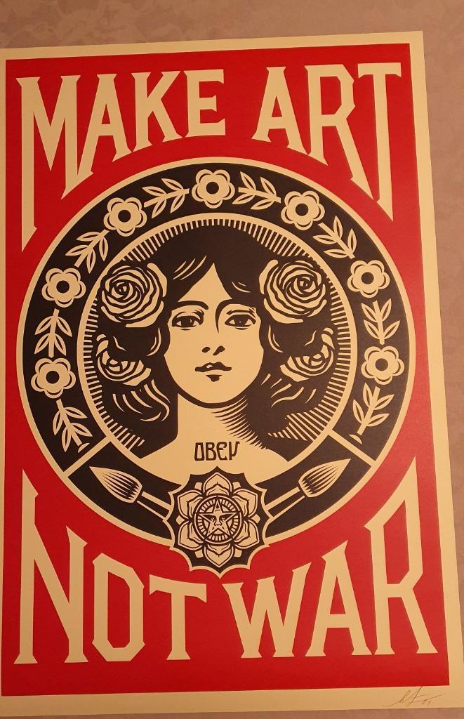 Fairey (Obey), Make Art Not War, street art, litho, Antiek en Kunst, Kunst | Litho's en Zeefdrukken, Ophalen of Verzenden