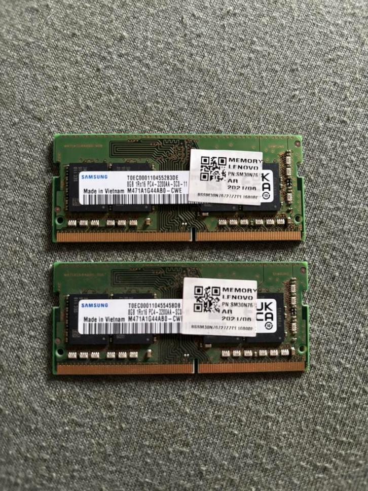 16GB Samsung DDR4 RAM Kit (2x 8GB) 3200MHz – Laptop Upgrade, Computers en Software, RAM geheugen, Zo goed als nieuw, Laptop, 16 GB
