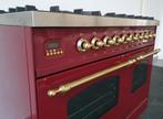 🍀 Poêle Boretti de luxe 100 cm en laiton rouge bordeaux à 6, Comme neuf, 5 zones de cuisson ou plus, Classe énergétique A ou plus économe