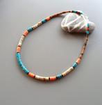 Indiaanse ketting man of vrouw in turkoois jaspis, zilver, Handtassen en Accessoires, Kettingen, Nieuw, Oranje, Ophalen of Verzenden
