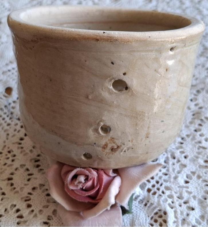 Frans brocante kaasmalletje met beige glazuur, Antiek en Kunst, Curiosa en Brocante, Ophalen of Verzenden