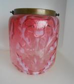 Cranberry glas met distels motief, Ophalen of Verzenden
