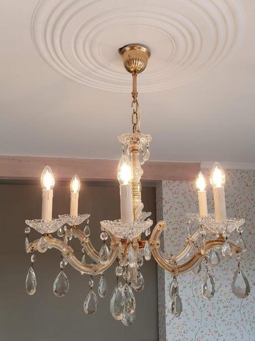 Kroonluchter glas kristal Maria-Theresia, Huis en Inrichting, Lampen | Kroonluchters, Glas, Ophalen