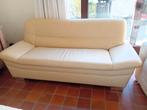 lederen zetel cremekleurig, Ophalen, Tweepersoons, Leer, Zo goed als nieuw