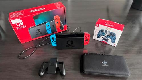 Nintendo switch neon met 2 games (mario and sonic), Games en Spelcomputers, Spelcomputers | Nintendo Switch, Gebruikt, Switch 2019 Upgrade