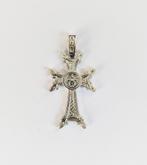 Groot, mooi dubbelzijdig zilveren kruis, Verzenden, Zilver, Zilver, Kruis of Symbool