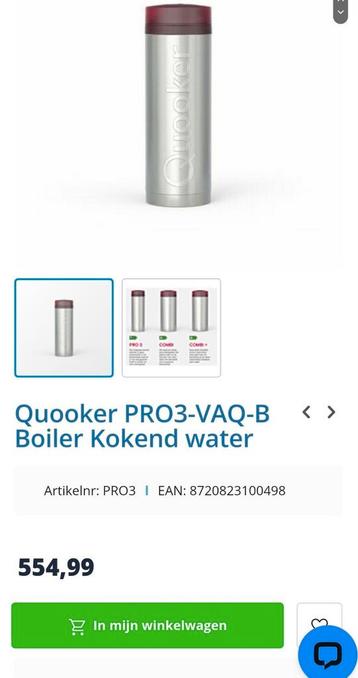 Chaudière Zgan Quooker pro3 VAQ 3 litres 8 bars 1600 watts 2 disponible aux enchères