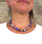 Halsketting met Afrikaanse handgemaakte kralen en ruilkralen, Handtassen en Accessoires, Kettingen, Blauw, Nieuw, Ophalen of Verzenden