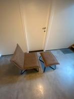 stoel met poef, Ophalen, Kunststof, Gebruikt, Bruin