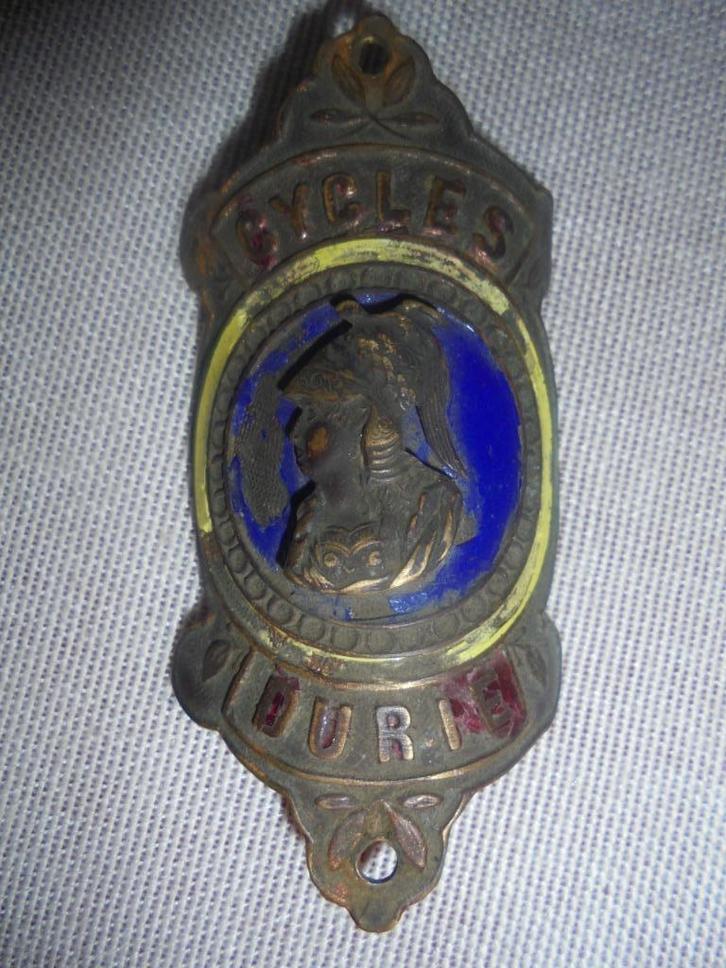 oud kopmerk balhoofdplaatje cycles durie fietsplaat email, Antiek en Kunst, Curiosa en Brocante, Ophalen of Verzenden