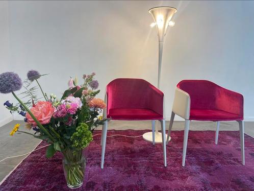 2 “Pastrali” Italy  stoeltjes fuchsia fluweel, Huis en Inrichting, Stoelen, Ophalen of Verzenden