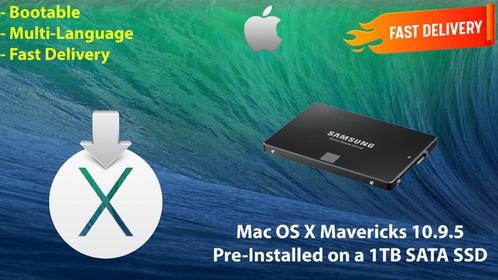 Mac OS X Mavericks 10.9.5 VoorGeïnstalleerd op SSD van 1 TB, Computers en Software, Besturingssoftware, Nieuw, MacOS, Verzenden