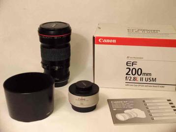 CANON EF USM L 200mm f 2.8 OBJECTIEF + CANON EXTENDER beschikbaar voor biedingen