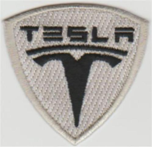 Tesla stoffen opstrijk patch embleem, Verzamelen, Automerken, Motoren en Formule 1, Nieuw, Verzenden