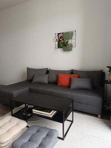 HAMPEN Sofa bed chaise longue HAMPEN gray fabric/oak color beschikbaar voor biedingen