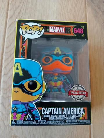 Funko pop Marvel #648 Captain America lumière noire en parfa, Enlèvement ou Envoi, Comme neuf