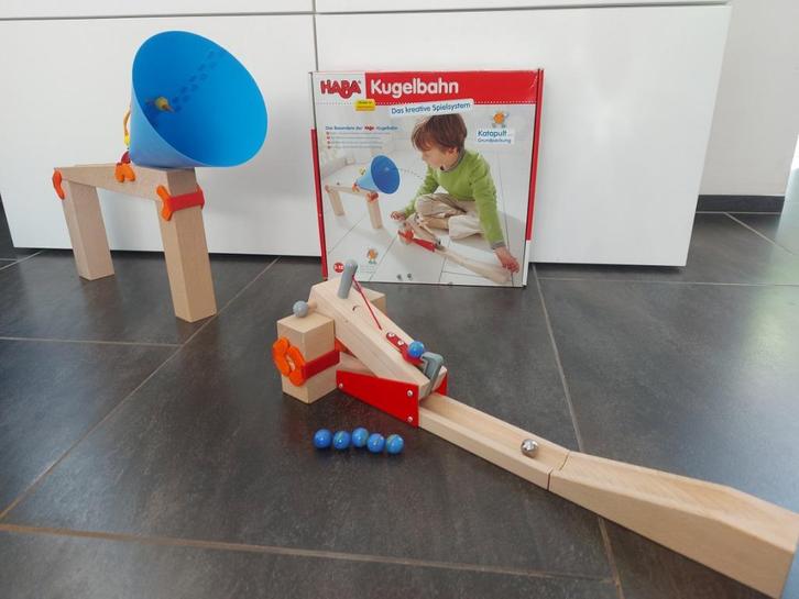 Haba knikkerbaan katapult, Kinderen en Baby's, Speelgoed | Houten speelgoed, Zo goed als nieuw, Overige typen, Ophalen