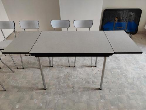 Vintage Formica eettafel met 8 stoelen, Huis en Inrichting, Tafels | Eettafels, Gebruikt, Ophalen