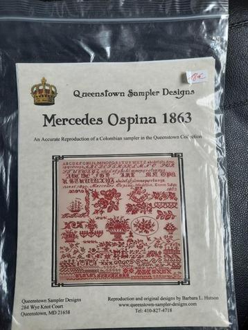 « Mercedes Ospina 1863 - Designs d'échantillons de Queensto, Enlèvement ou Envoi, Comme neuf, Broderies à la main, Patron