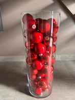 Vase de 65 cm rempli de grosses boules rouges de Noël, Divers, Enlèvement, Comme neuf