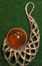 ZILVEREN HANGER BEZET MET EEN AMBERKLEURIGE PAREL, Overige voorstellingen, Ophalen of Verzenden, Zo goed als nieuw, Met edelsteen