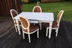 Eettafel met vier stoelen geschikt voor veranda of keuken, Huis en Inrichting, 100 tot 150 cm, 100 tot 150 cm, Gebruikt, Landelijk