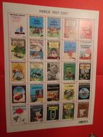 Feuillet 25 timbres Tintin - Hergé 1907-2007, Enlèvement ou Envoi, Tintin, Neuf, Image, Affiche ou Autocollant