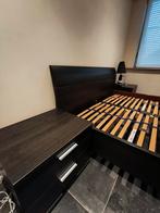 Tweepersoonsbed met nachtkastjes en lattenbodems., Ophalen, Gebruikt, Zwart, Tweepersoons