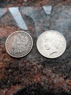 Peace dollar 1925 , Morgan dollar 1881, Verzenden, Zilver