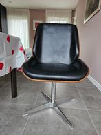4 draaistoelen in retro-modern stijl - zwart leder/notenhout, Ophalen, Zwart, Retro modern, jaren 50-70, Vier