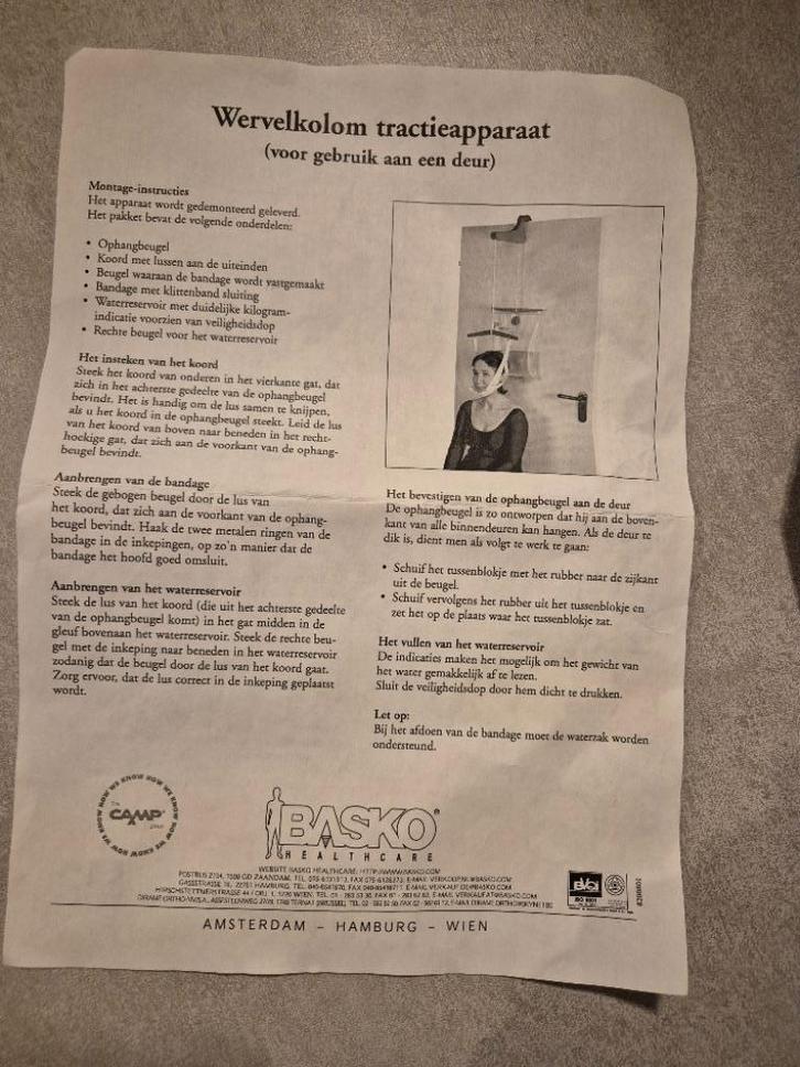 Cervicaal Wervelkolom tractieapparaat LUS VAN GLISSON, Sport en Fitness, Fitnessapparatuur, Zo goed als nieuw, Overige typen, Armen