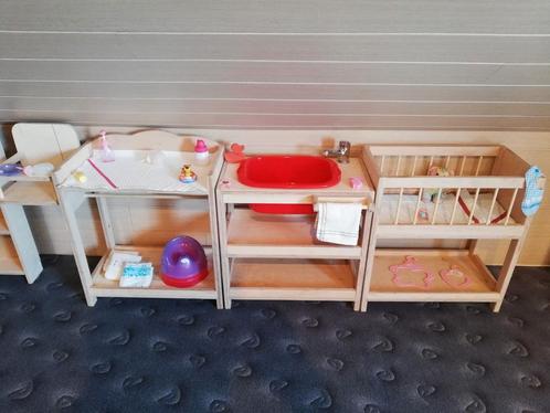 4 in 1 nieuw houten verzorgtafel,badmeubel,bed, voor baby bo, Enfants & Bébés, Jouets | Poupées, Neuf, Enlèvement