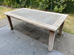 Hardhouten tuintafel met arduin 6 à 8 personen, Tuin en Terras, Ophalen, Gebruikt, Rechthoekig, Hout