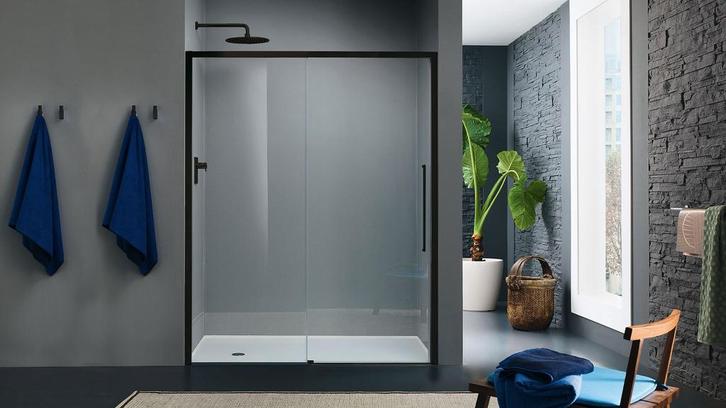 Douchewand met schuifdeur links, Doe-het-zelf en Bouw, Sanitair, Nieuw, Glas, Ophalen