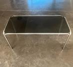 Salon- tv-tafel chroom met glazen blad, Ophalen, Minder dan 45 cm, Gebruikt, Metaal of Aluminium
