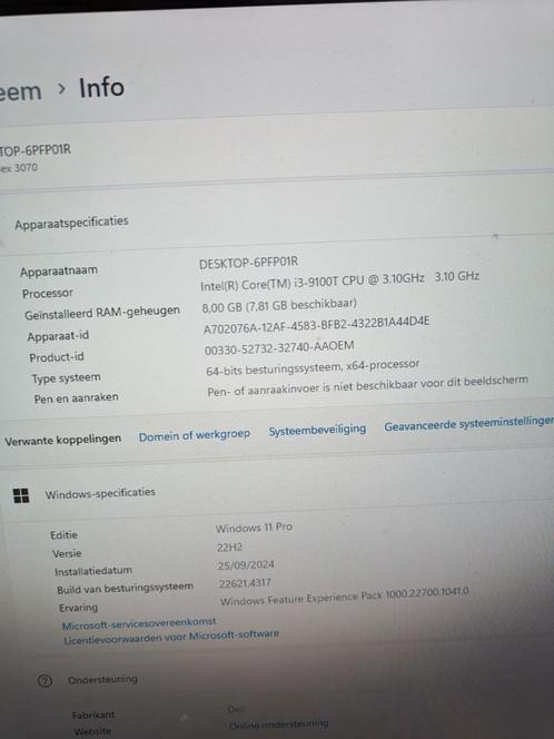 Dell Optiplex 3070, Computers en Software, Desktop Pc's, Zo goed als nieuw, SSD, 8 GB, Ophalen of Verzenden