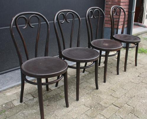 4 stoelen gebogen hout, type 'Sweetheart'  Thonet style, Antiquités & Art, Antiquités | Meubles | Chaises & Canapés, Enlèvement