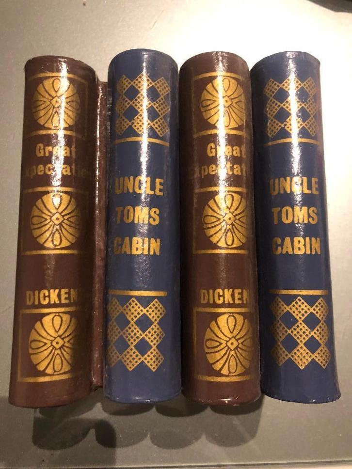 Set van 4 namaak-boeken, maar wel opbergdozen - Oud/antiek, Antiek en Kunst, Curiosa en Brocante, Ophalen of Verzenden