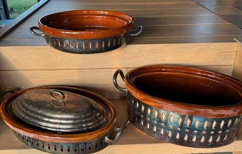 Wiskemann , set van 3 schotels in verzilverde houder, Antiek en Kunst, Antiek | Schalen, Ophalen