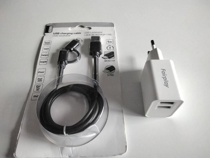 Prise double USB FAIRPLAY /Câble recharge USB Q-Link, TV, Hi-fi & Vidéo, Chargeurs, Neuf, Enlèvement ou Envoi