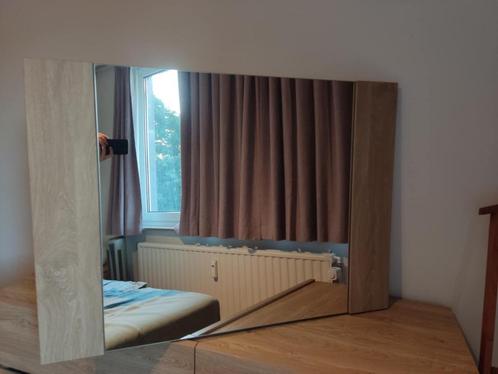 Grote rechthoekige spiegel - gebleekt eikenhout, Huis en Inrichting, Woonaccessoires | Spiegels, Zo goed als nieuw, 100 tot 125 cm