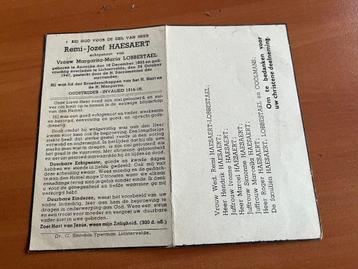 Oud-strijder R. Haesaert  Aartrijke 1896 +Lichtervelde 1947 beschikbaar voor biedingen