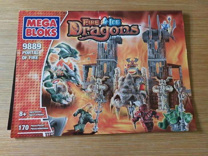 Mega Bloks - portal of fire 9889 - fire & ice dragons, Kinderen en Baby's, Speelgoed | Bouwstenen, Zo goed als nieuw, Megabloks
