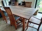 keukentafel met 6 stoelen, Huis en Inrichting, Ophalen, Gebruikt, Teakhout, 50 tot 100 cm
