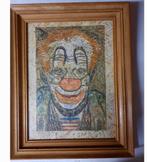 Schilderij van postzegelknipsels., Antiek en Kunst, Kunst | Schilderijen | Modern, Ophalen