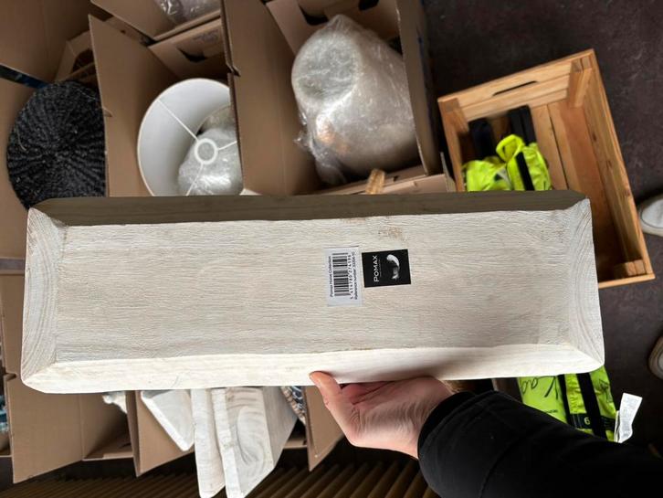 4 houten schalen merk Pomax, Huis en Inrichting, Woonaccessoires | Schalen en Manden, Nieuw, Hout, Ophalen