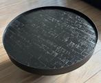Zwarte industriële ‘combi parket’ look salontafel, Ophalen, 50 tot 100 cm, Rond, 50 tot 100 cm