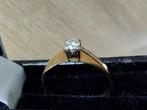14k geelgouden solitair ring met diamant, Ophalen of Verzenden, Met edelsteen, Dame, Goud